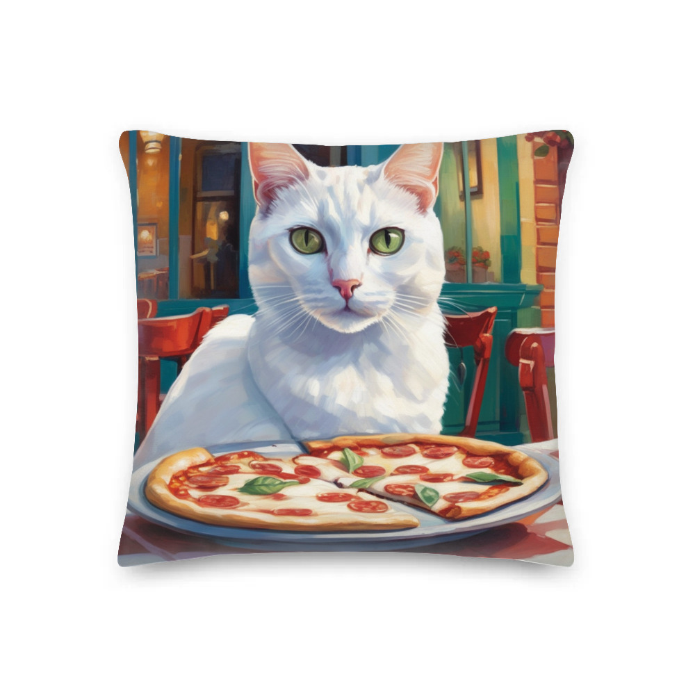 PugMug Custom White Companion Cat Premium Pillow