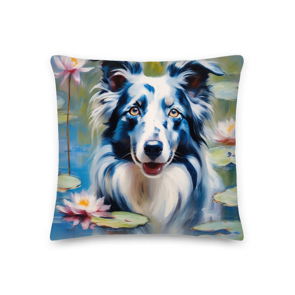 PugMug Custom Blue Merle Border Collie Premium Pillow