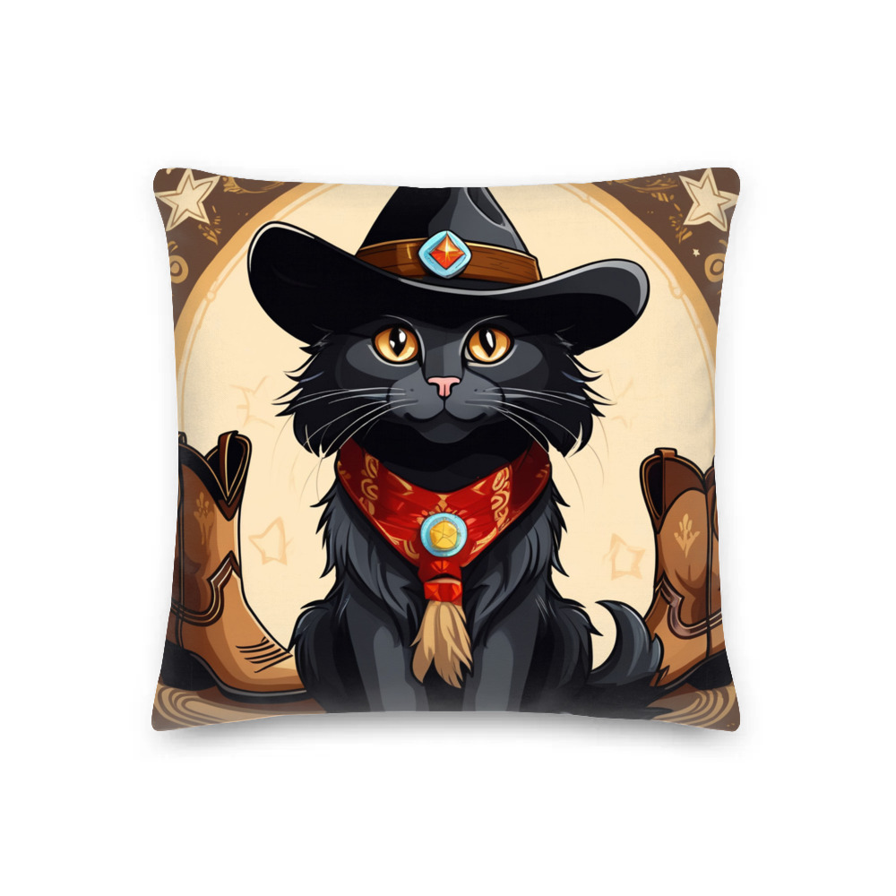 PugMug Custom Black Maine Coon Cat Premium Pillow