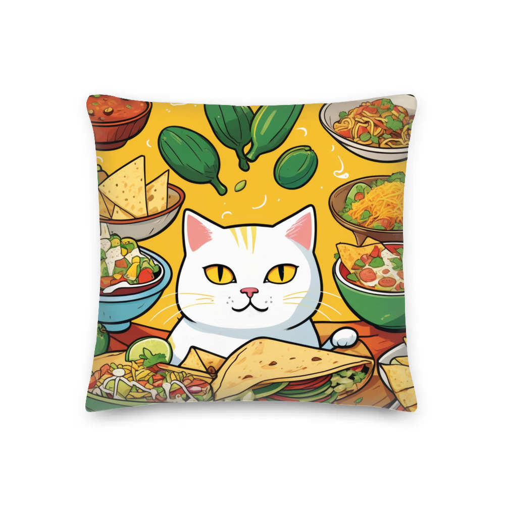 PugMug Custom White Companion Cat Premium Pillow