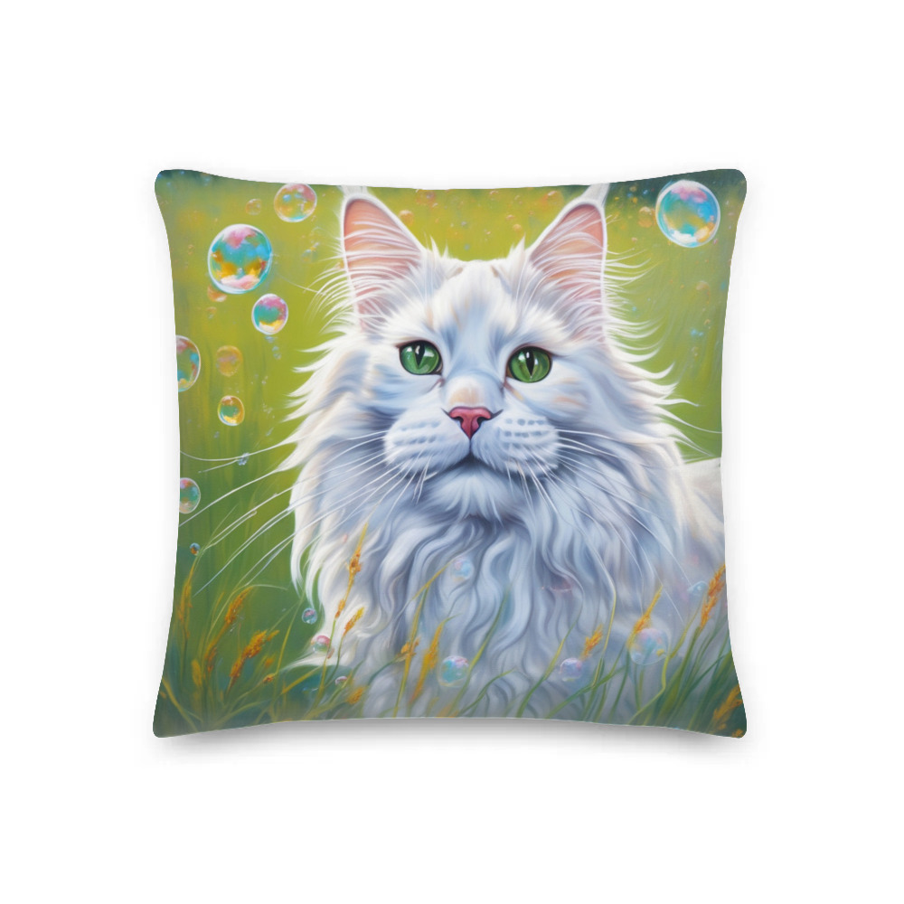 PugMug Custom White Maine Coon Cat Premium Pillow