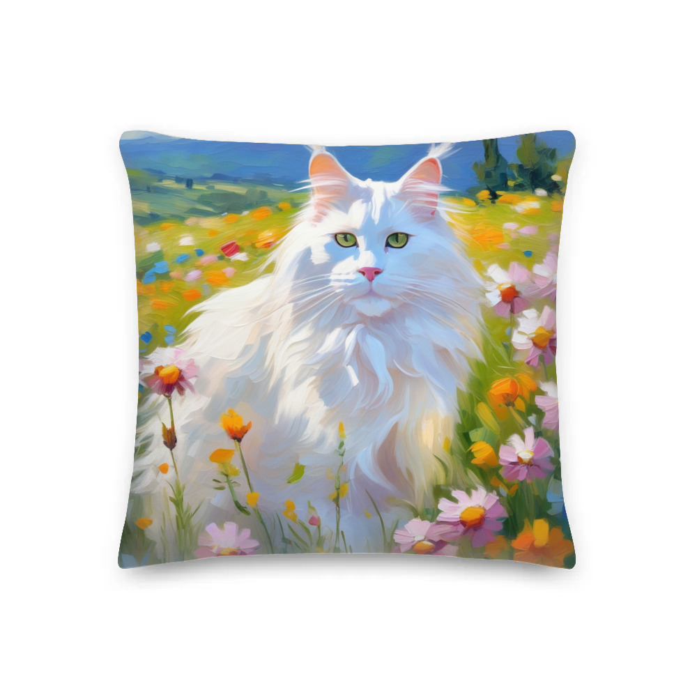 PugMug Custom White Maine Coon Cat Premium Pillow