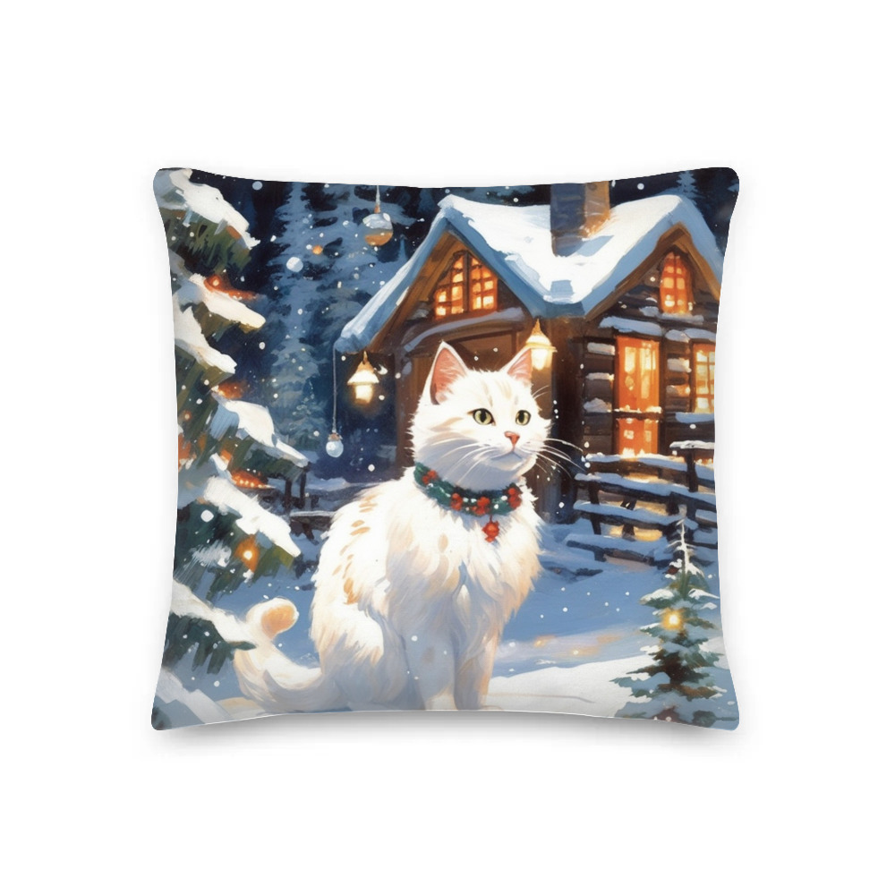 PugMug Custom White Companion Cat Premium Pillow
