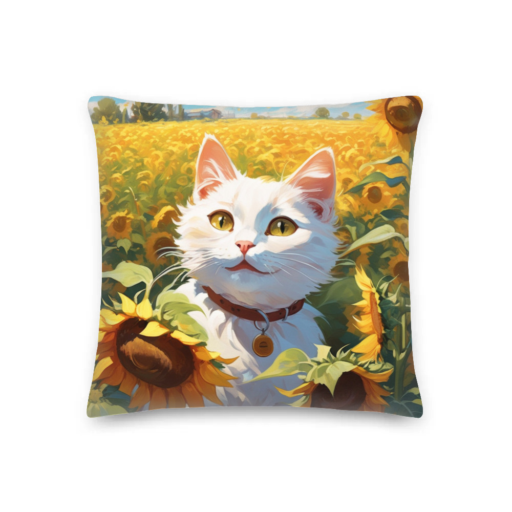 PugMug Custom White Companion Cat Premium Pillow