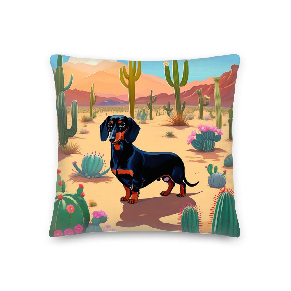 PugMug Custom Black Dachshund Premium Pillow