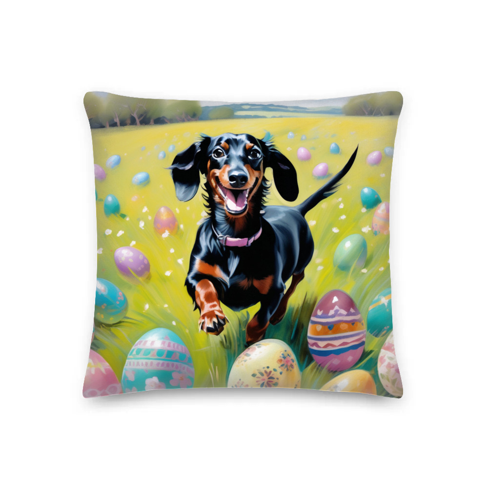 PugMug Custom Black Dachshund Premium Pillow