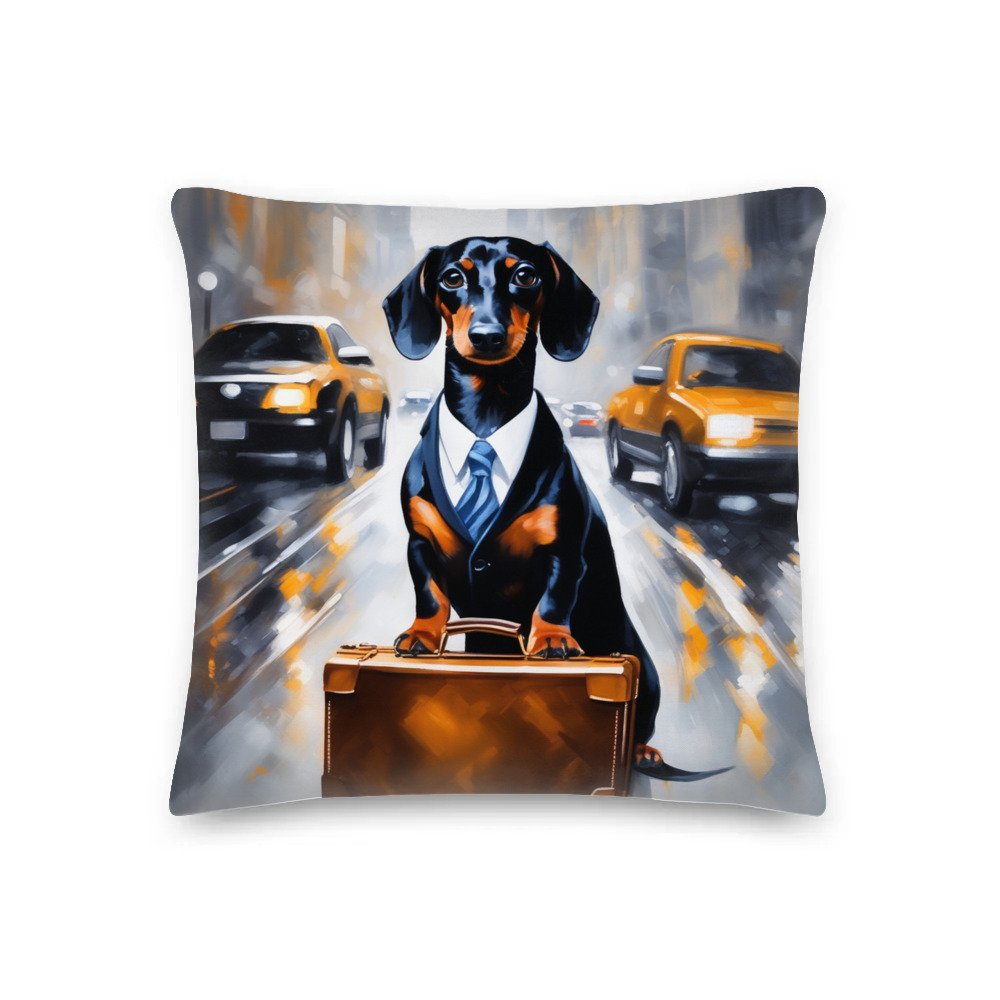 PugMug Custom Black Dachshund Premium Pillow