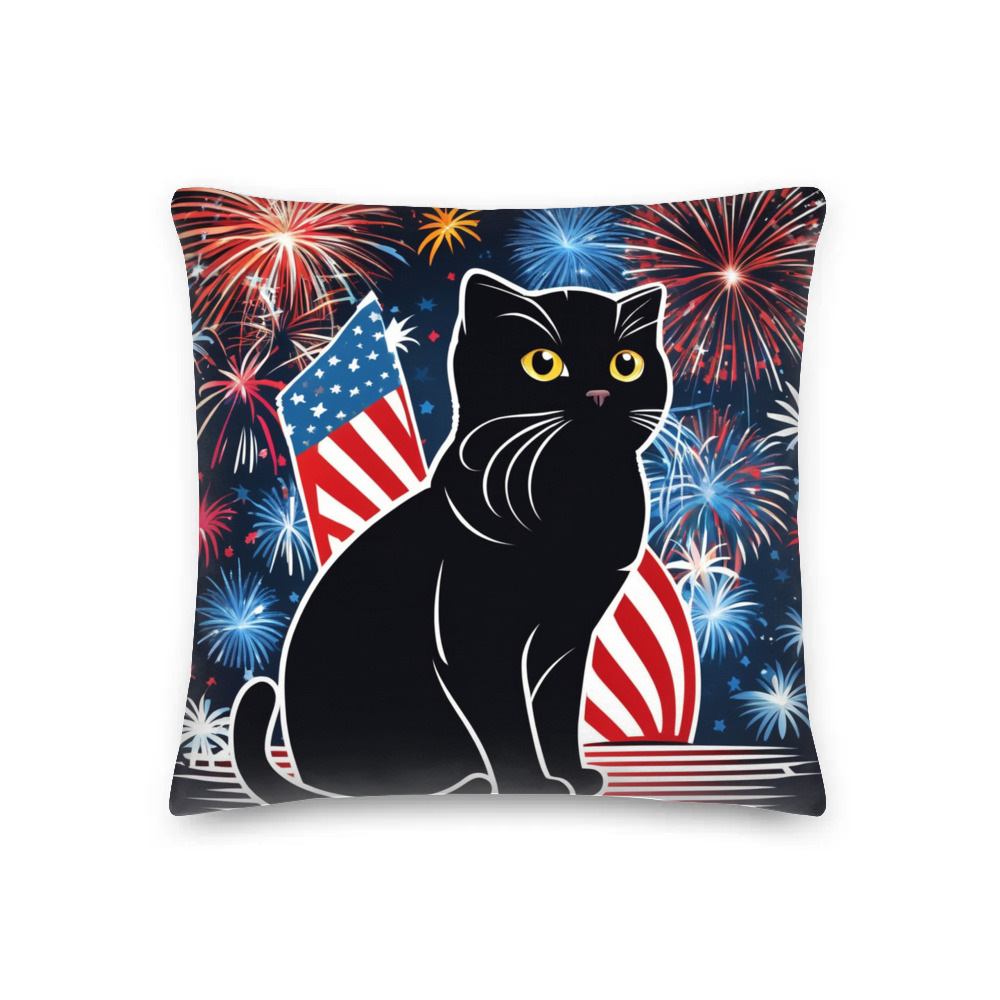 PugMug Custom Black Scottish Fold Cat Premium Pillow