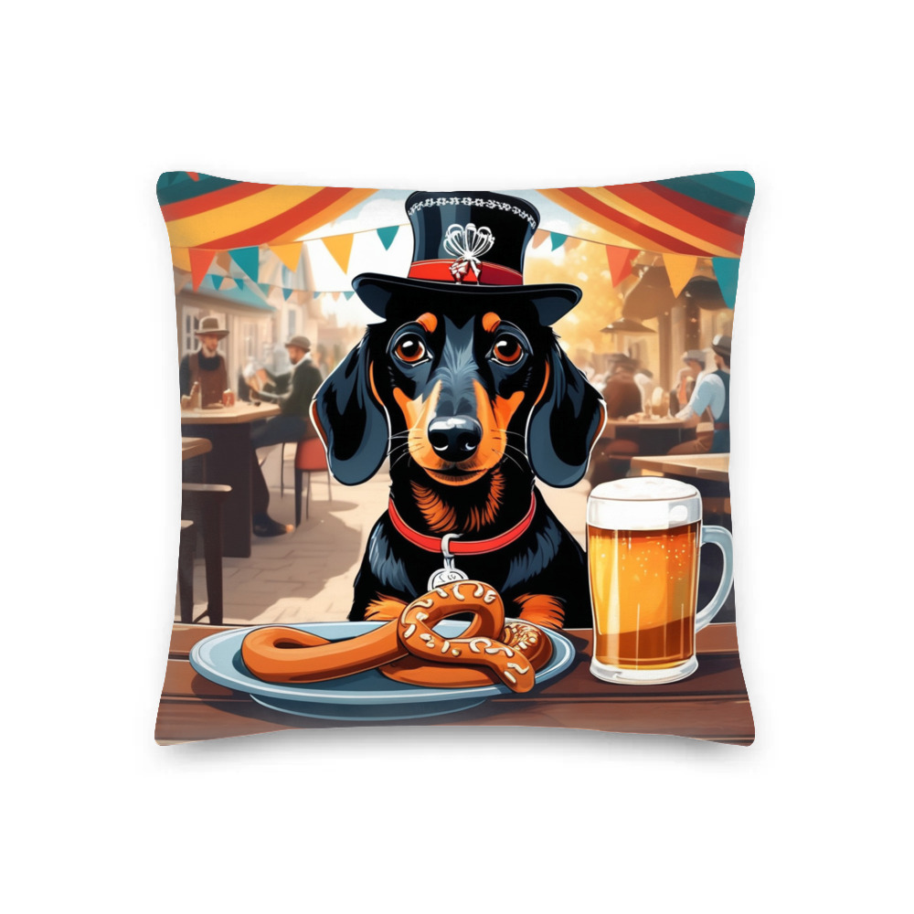 PugMug Custom Black Dachshund Premium Pillow