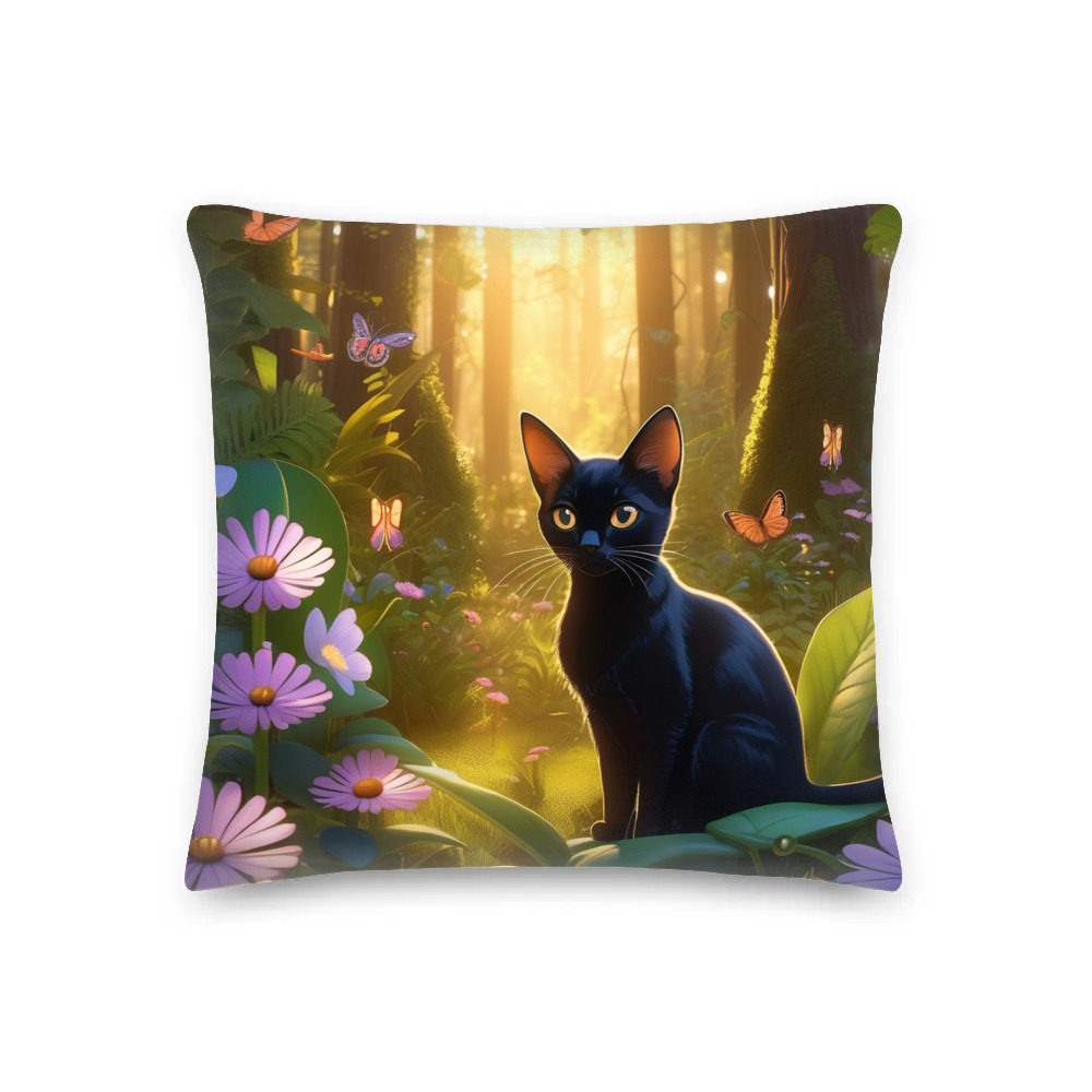 PugMug Custom Black Abyssinian Cat Premium Pillow