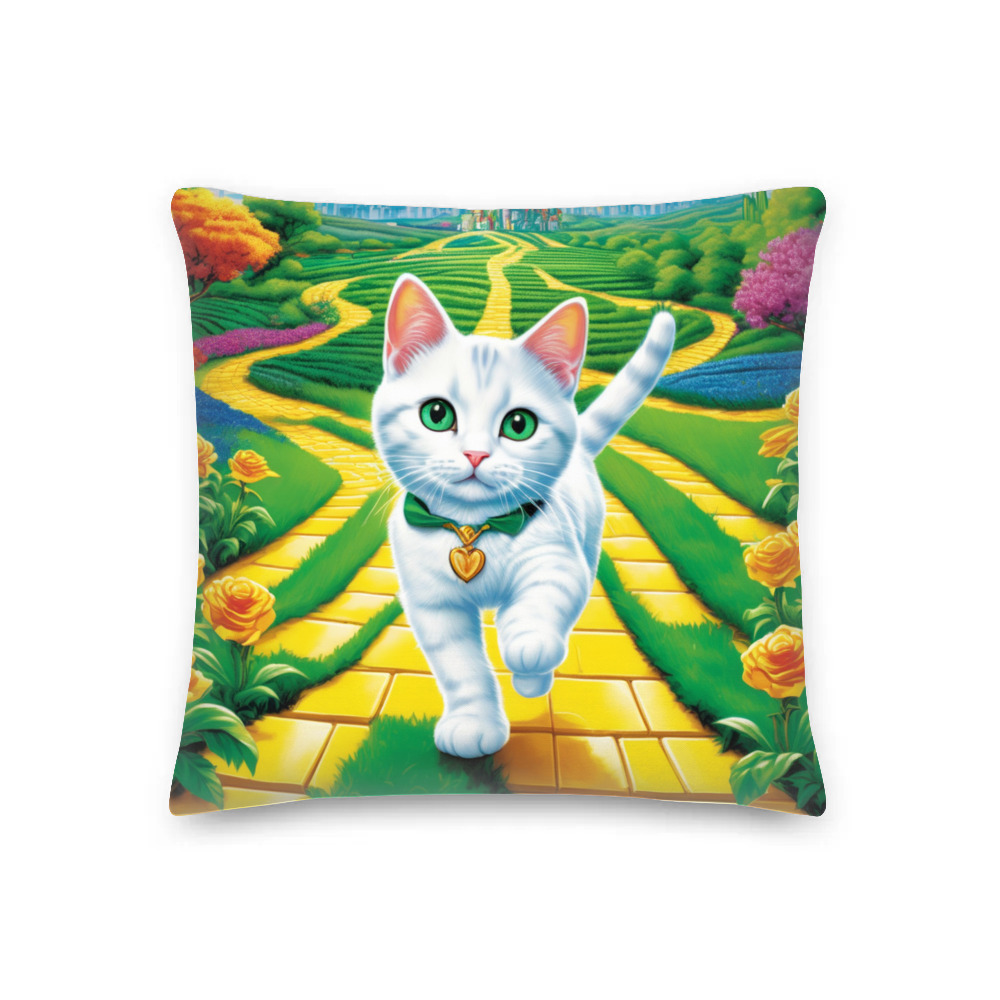 PugMug Custom White Companion Cat Premium Pillow