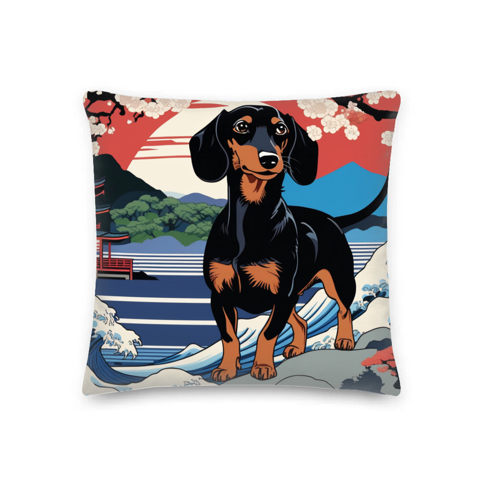 PugMug Custom Black Dachshund Premium Pillow