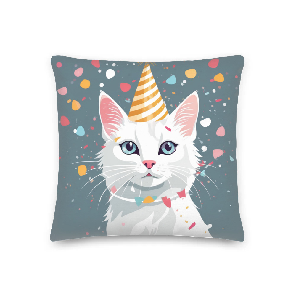 PugMug Custom White Companion Cat Premium Pillow