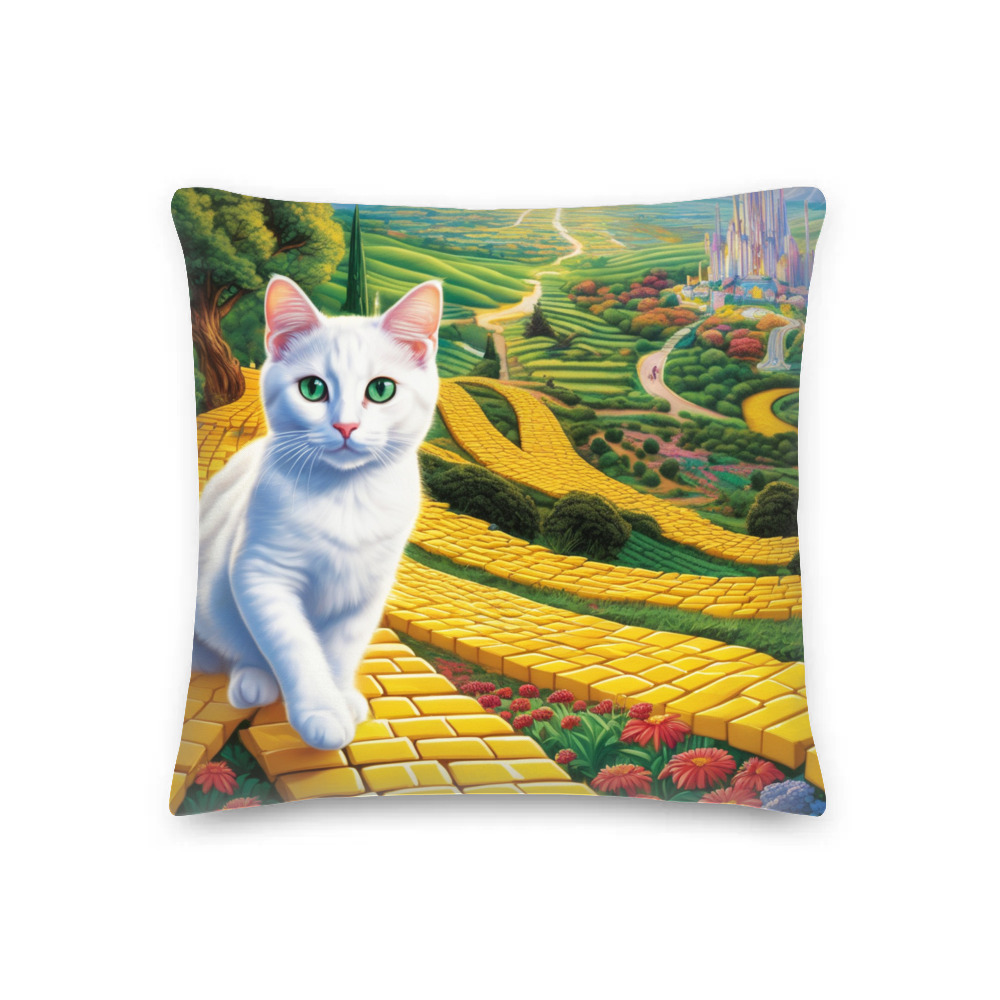 PugMug Custom White Companion Cat Premium Pillow