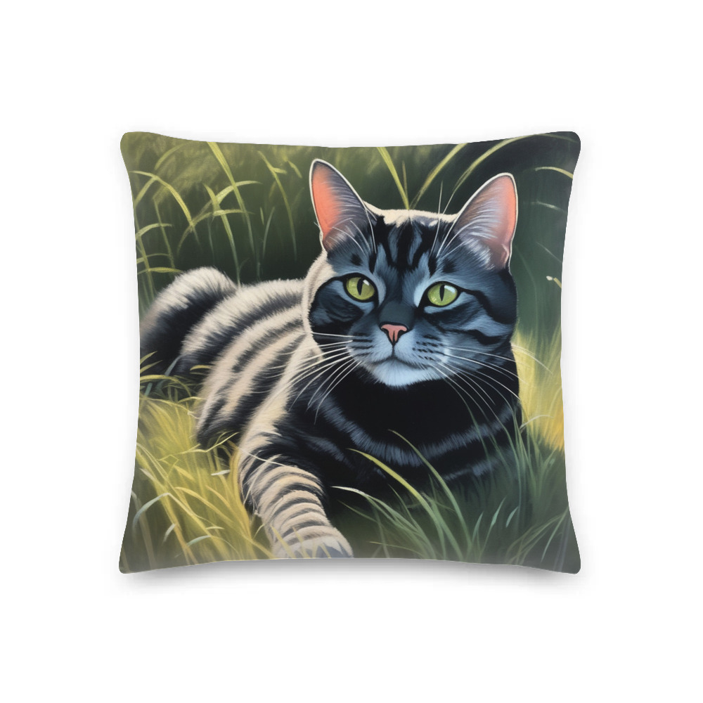 PugMug Custom Black American Shorthair Cat Premium Pillow