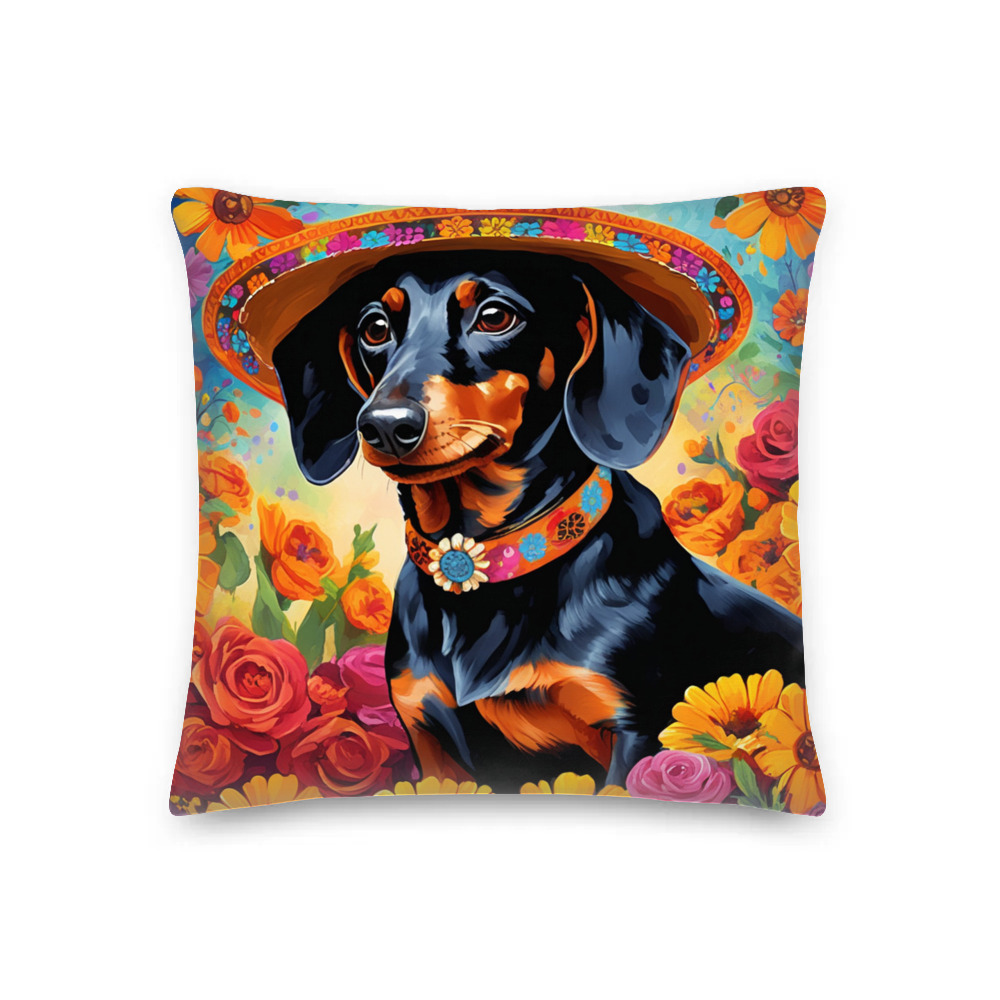PugMug Custom Black Dachshund Premium Pillow