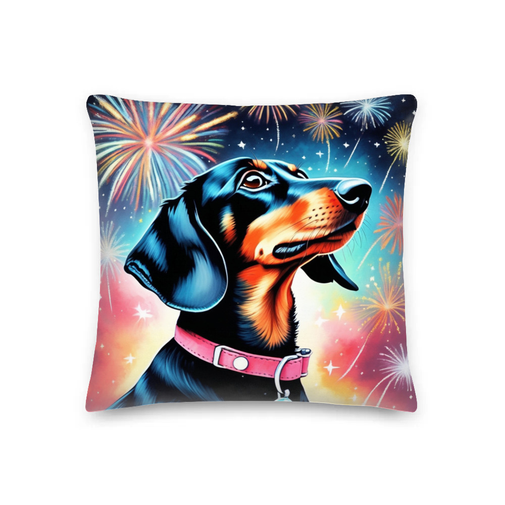 PugMug Custom Black Dachshund Premium Pillow