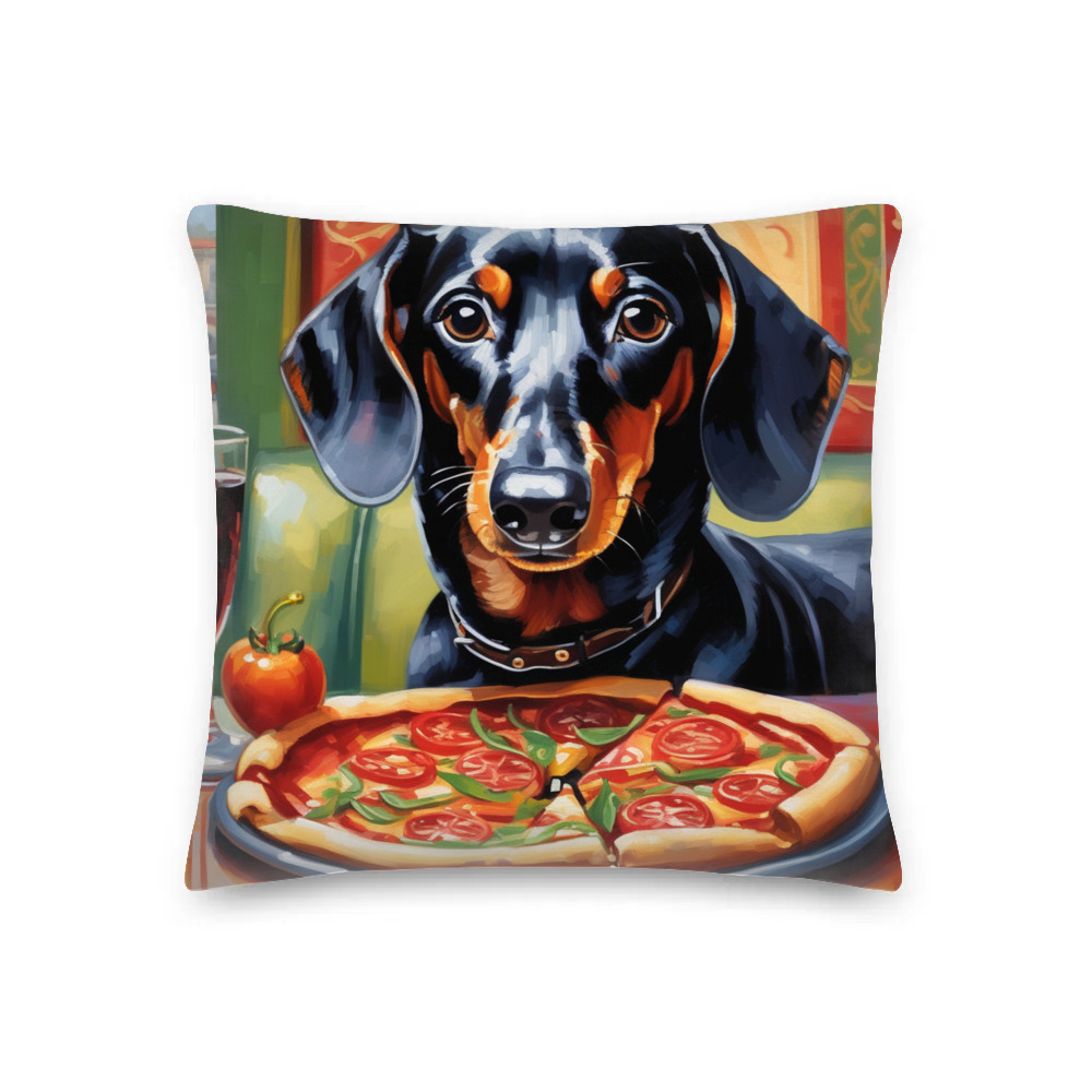 PugMug Custom Black Dachshund Premium Pillow