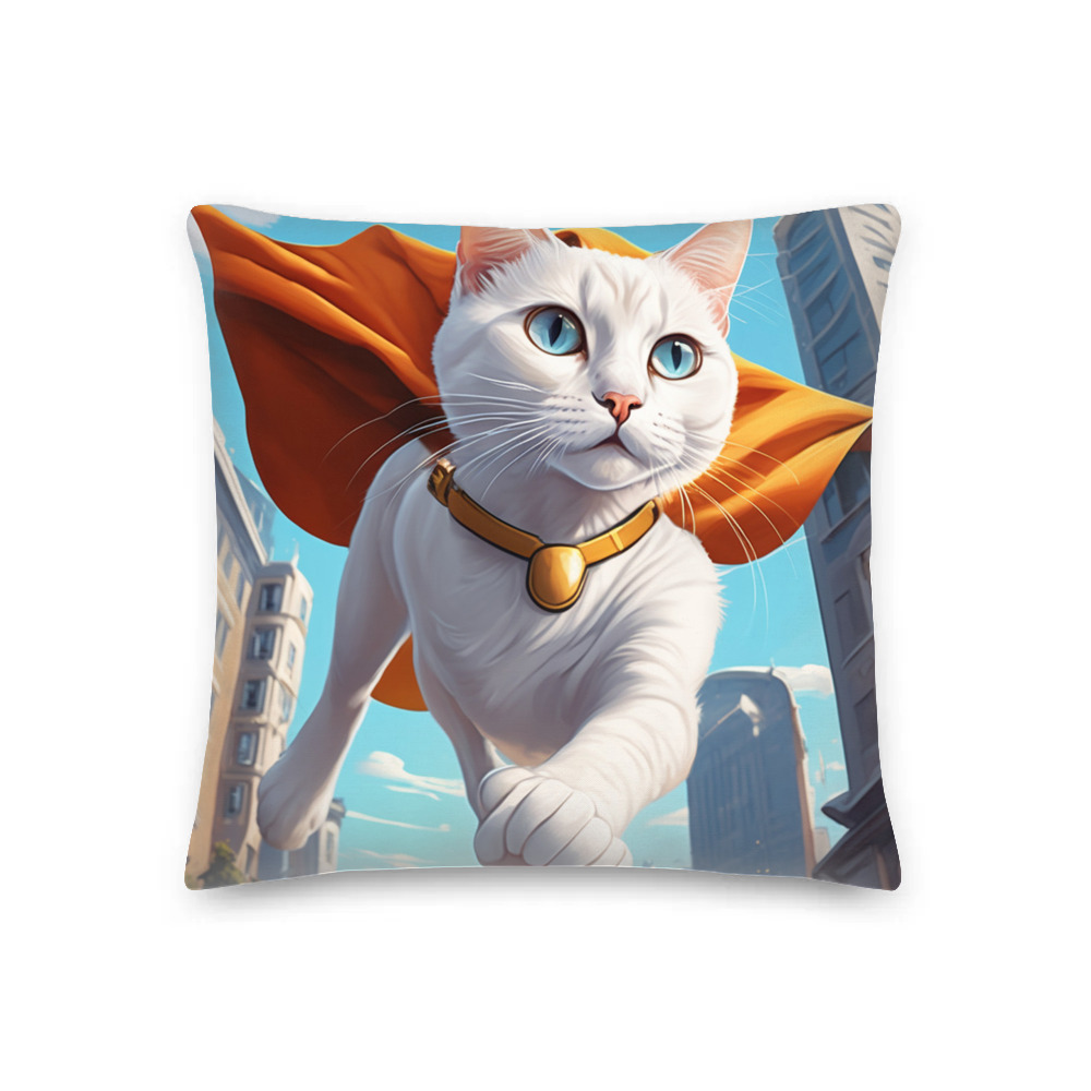 PugMug Custom White Companion Cat Premium Pillow