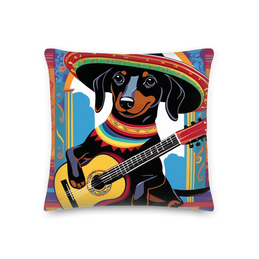 PugMug Custom Black Dachshund Premium Pillow