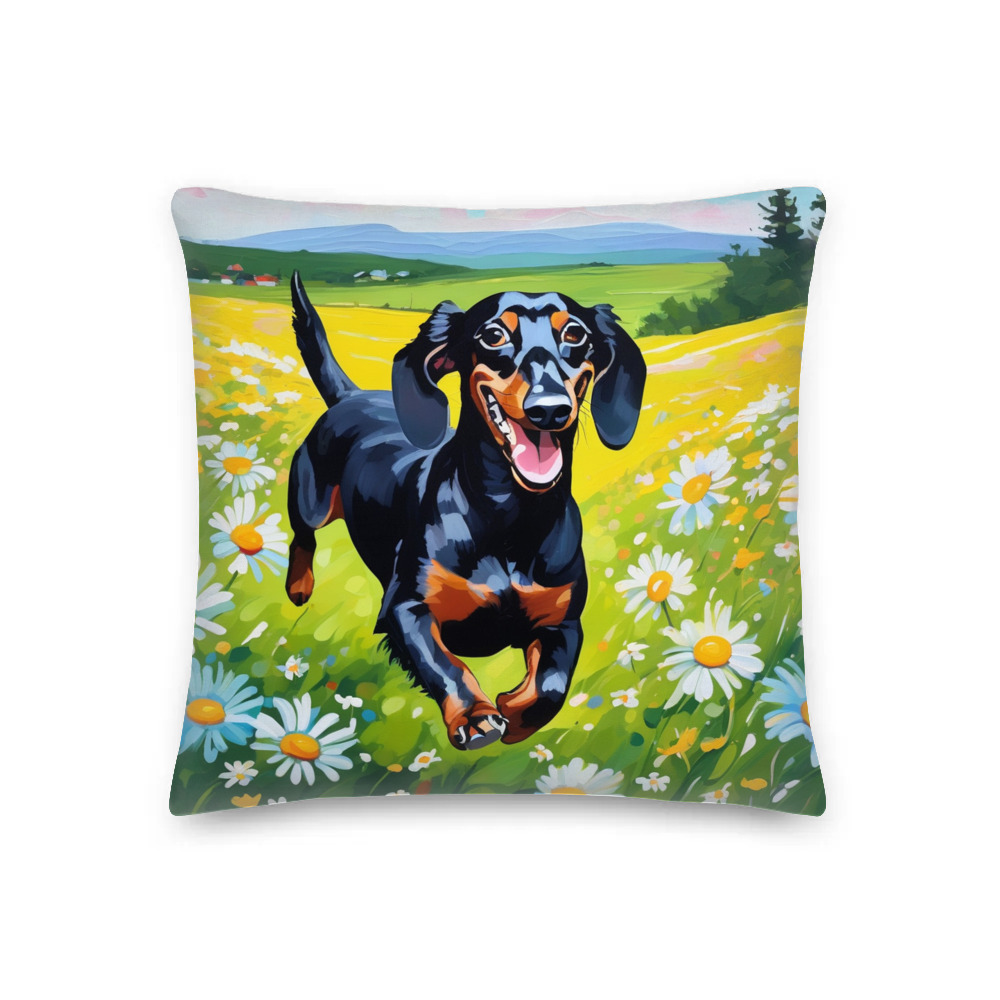 PugMug Custom Black Dachshund Premium Pillow