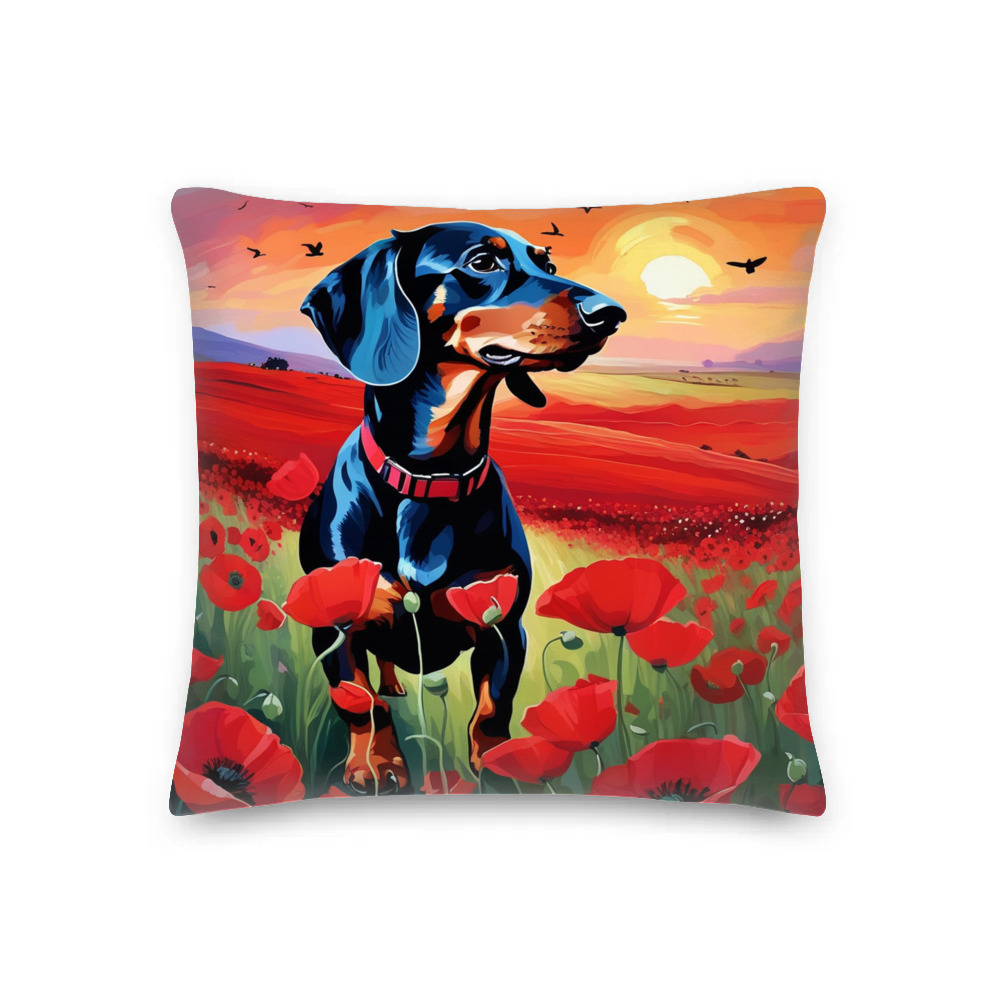 PugMug Custom Black Dachshund Premium Pillow