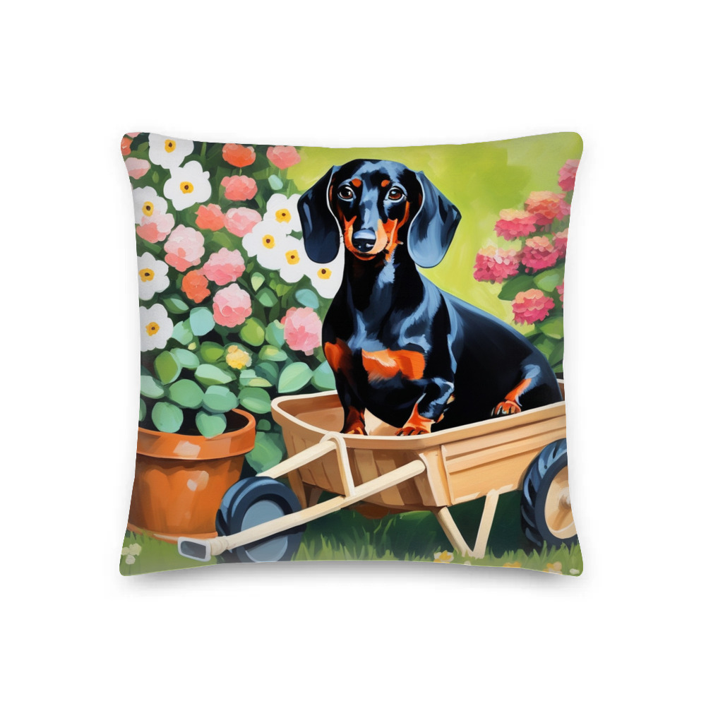 PugMug Custom Black Dachshund Premium Pillow