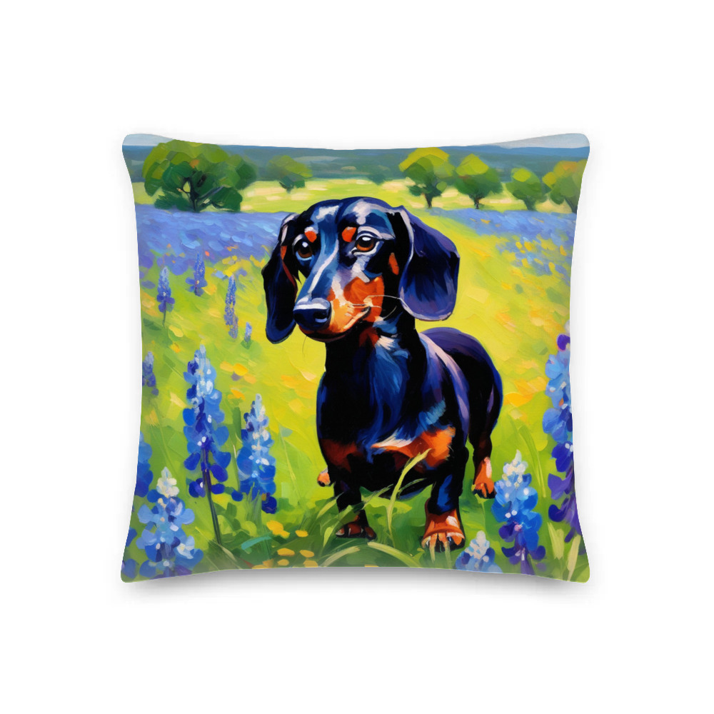 PugMug Custom Black Dachshund Premium Pillow