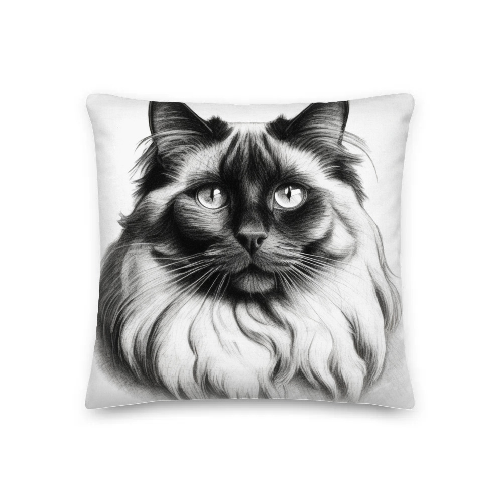 PugMug Custom Black Ragdoll Cat Premium Pillow