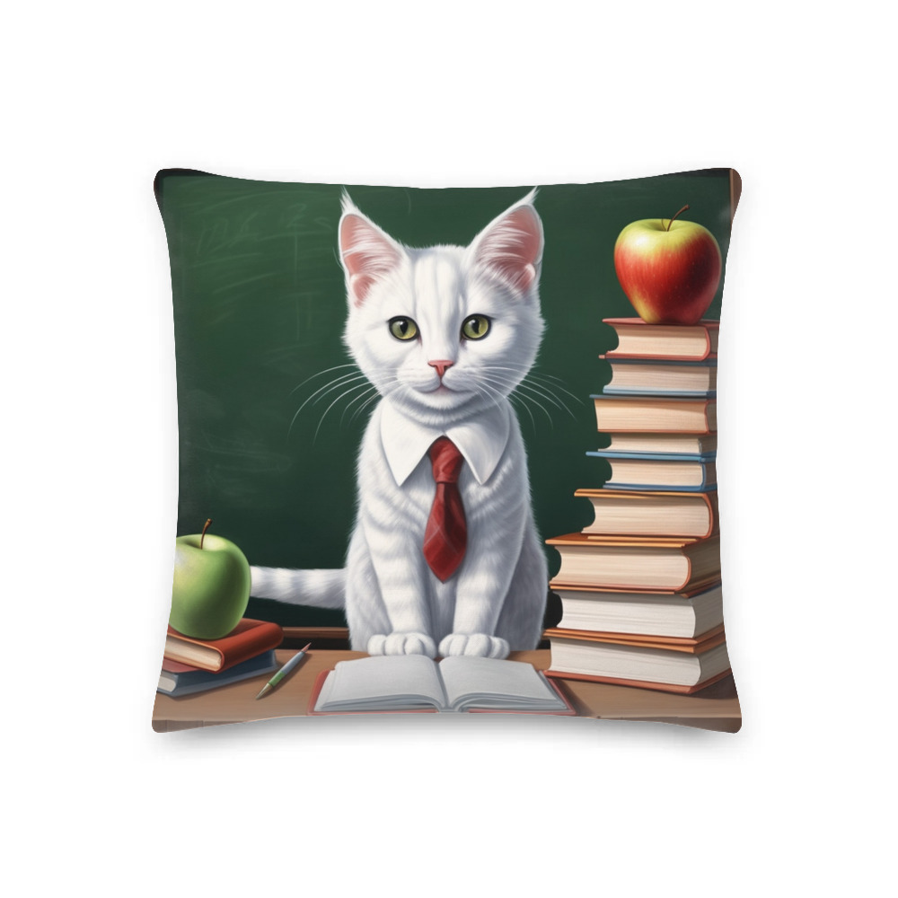 PugMug Custom White Companion Cat Premium Pillow
