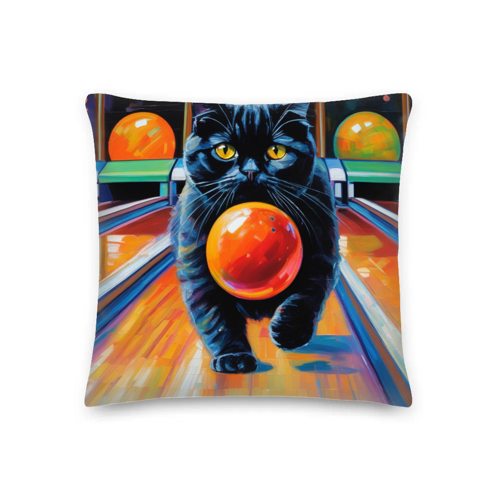 PugMug Custom Black Scottish Fold Cat Premium Pillow