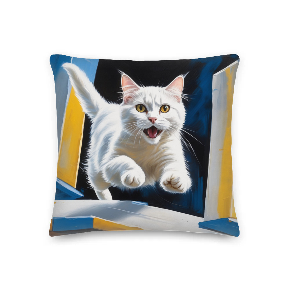 PugMug Custom White Companion Cat Premium Pillow