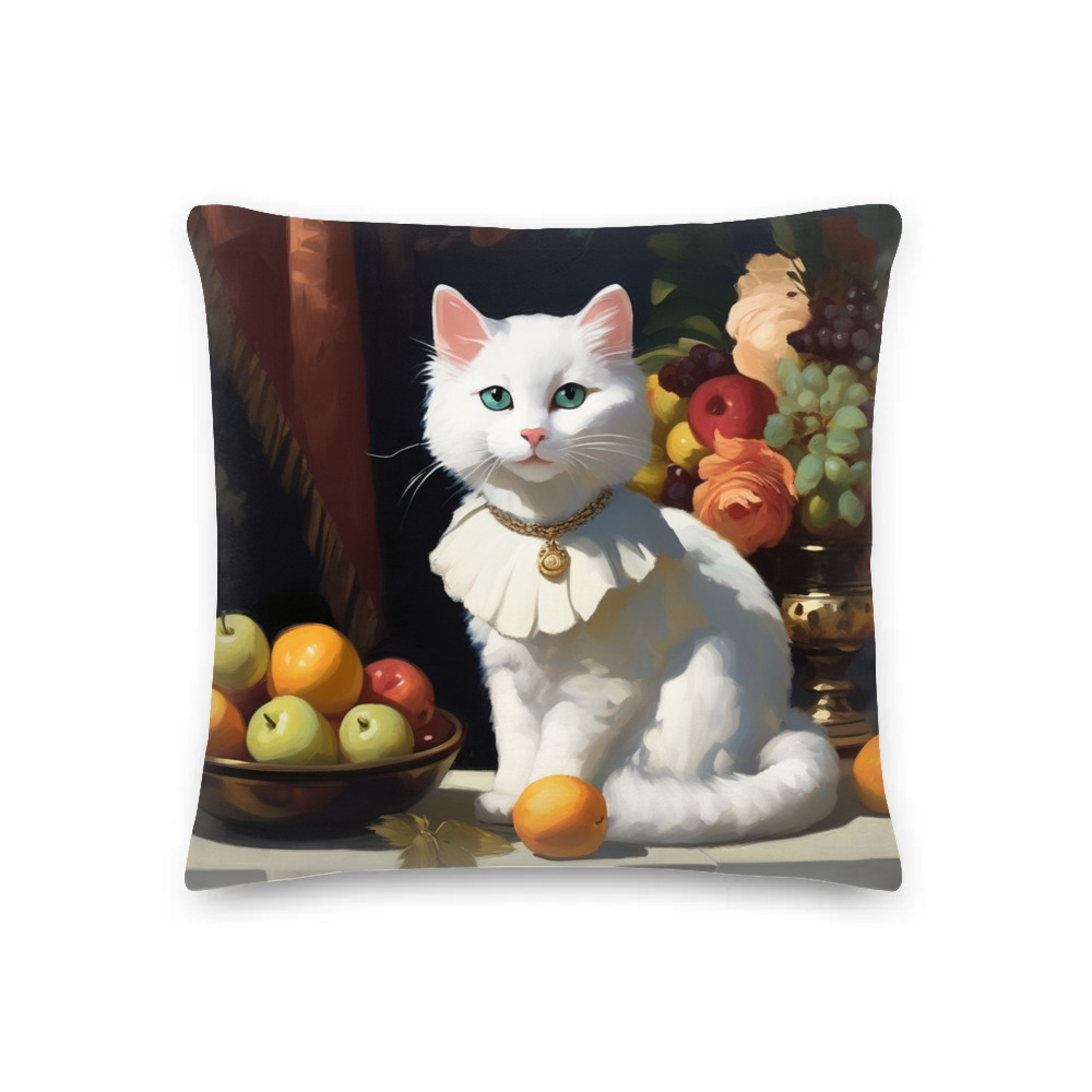 PugMug Custom White Companion Cat Premium Pillow