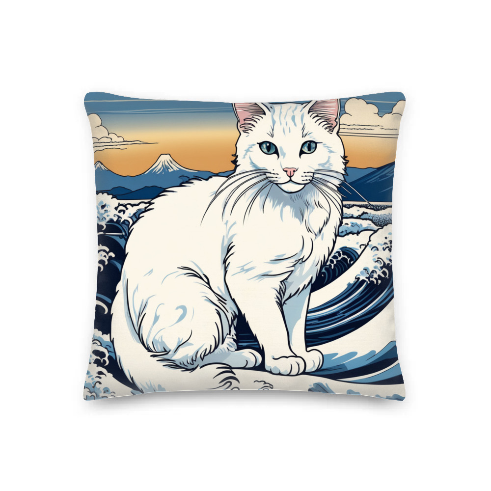 PugMug Custom White Companion Cat Premium Pillow