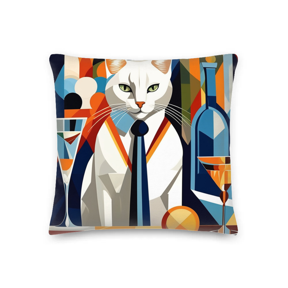 PugMug Custom White Companion Cat Premium Pillow