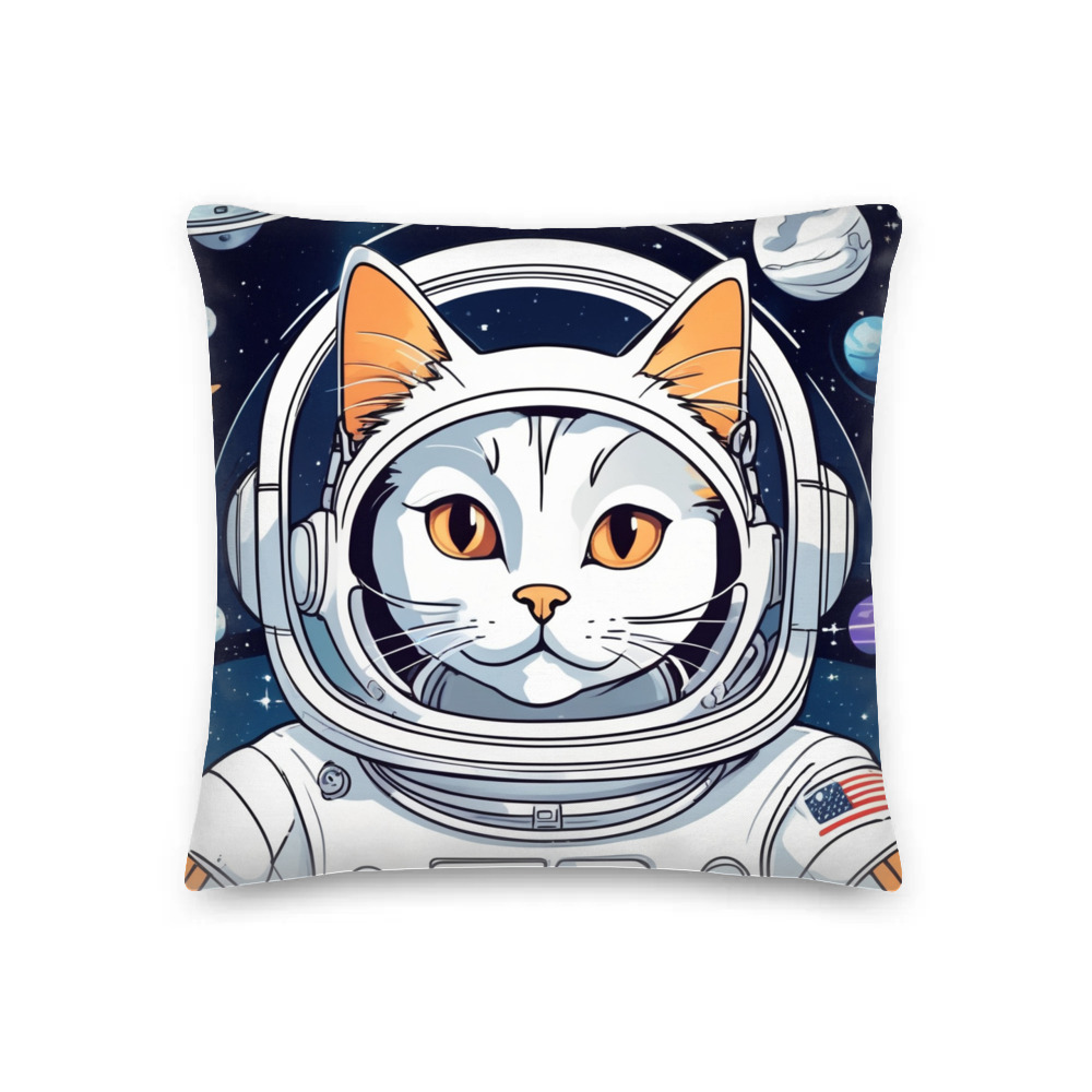 PugMug Custom White Companion Cat Premium Pillow