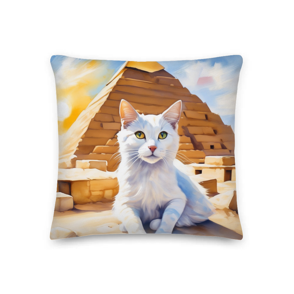 PugMug Custom White Companion Cat Premium Pillow