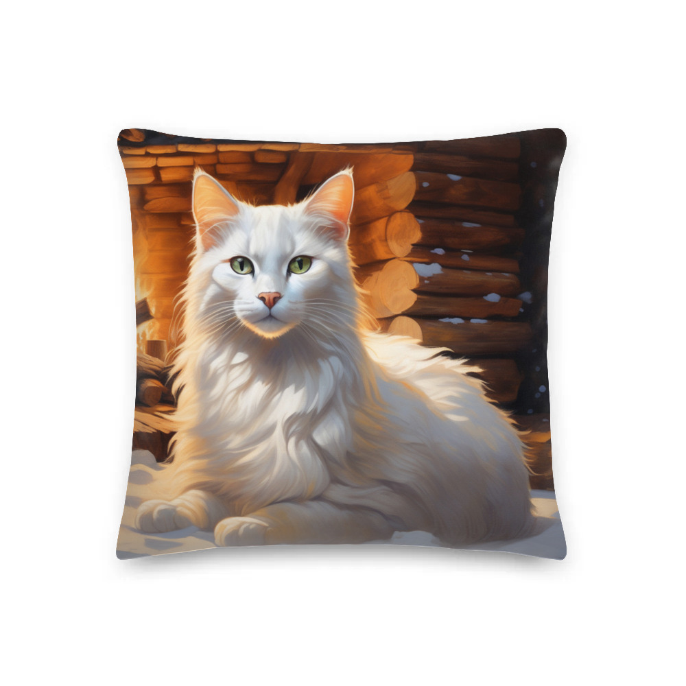 PugMug Custom White Companion Cat Premium Pillow