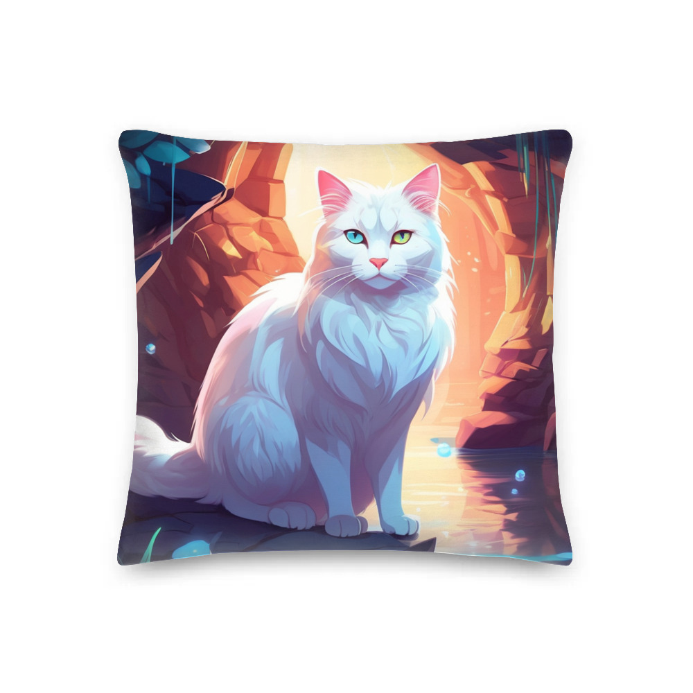 PugMug Custom White Companion Cat Premium Pillow