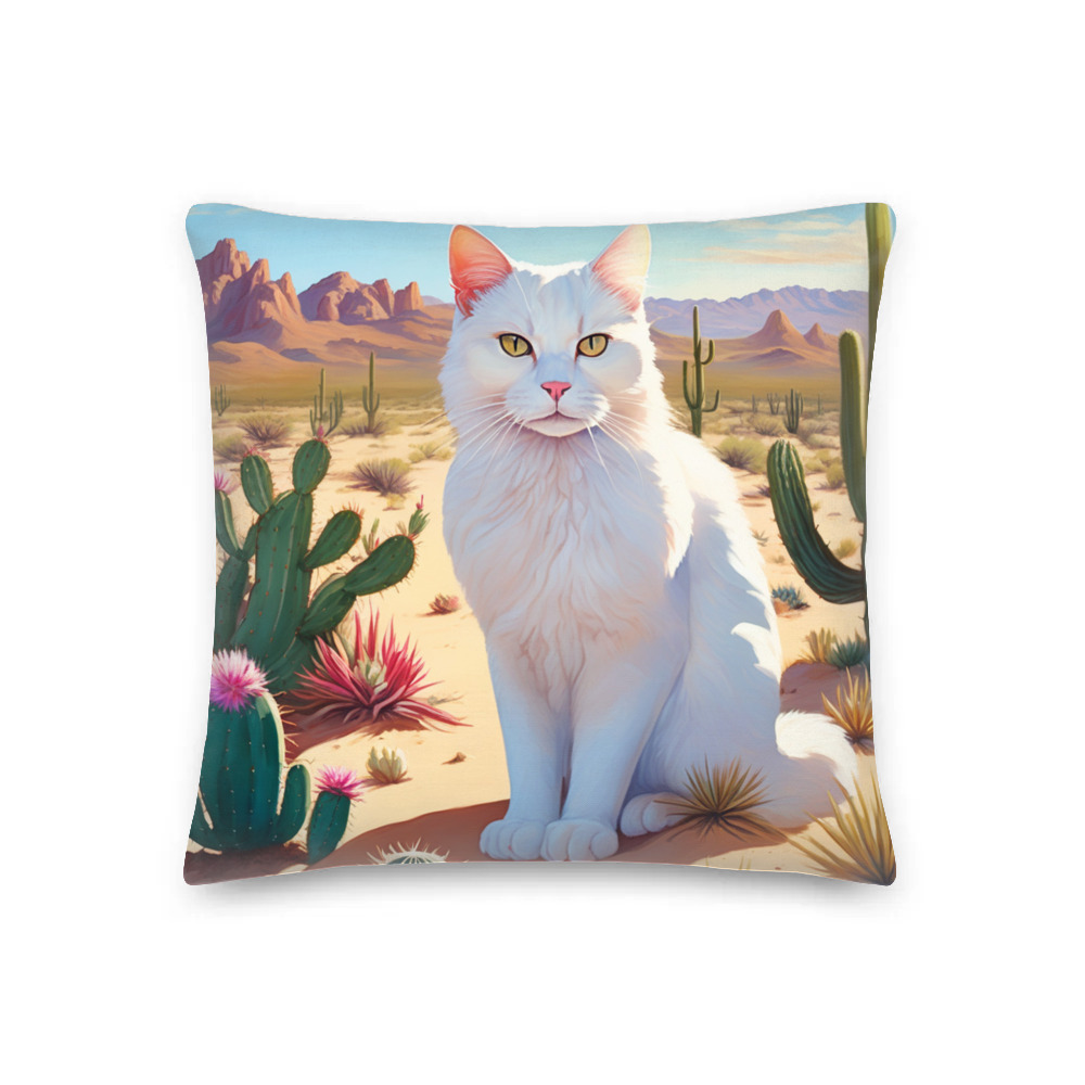 PugMug Custom White Companion Cat Premium Pillow