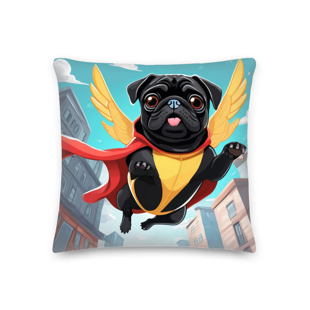 PugMug Custom Black Pug Premium Pillow