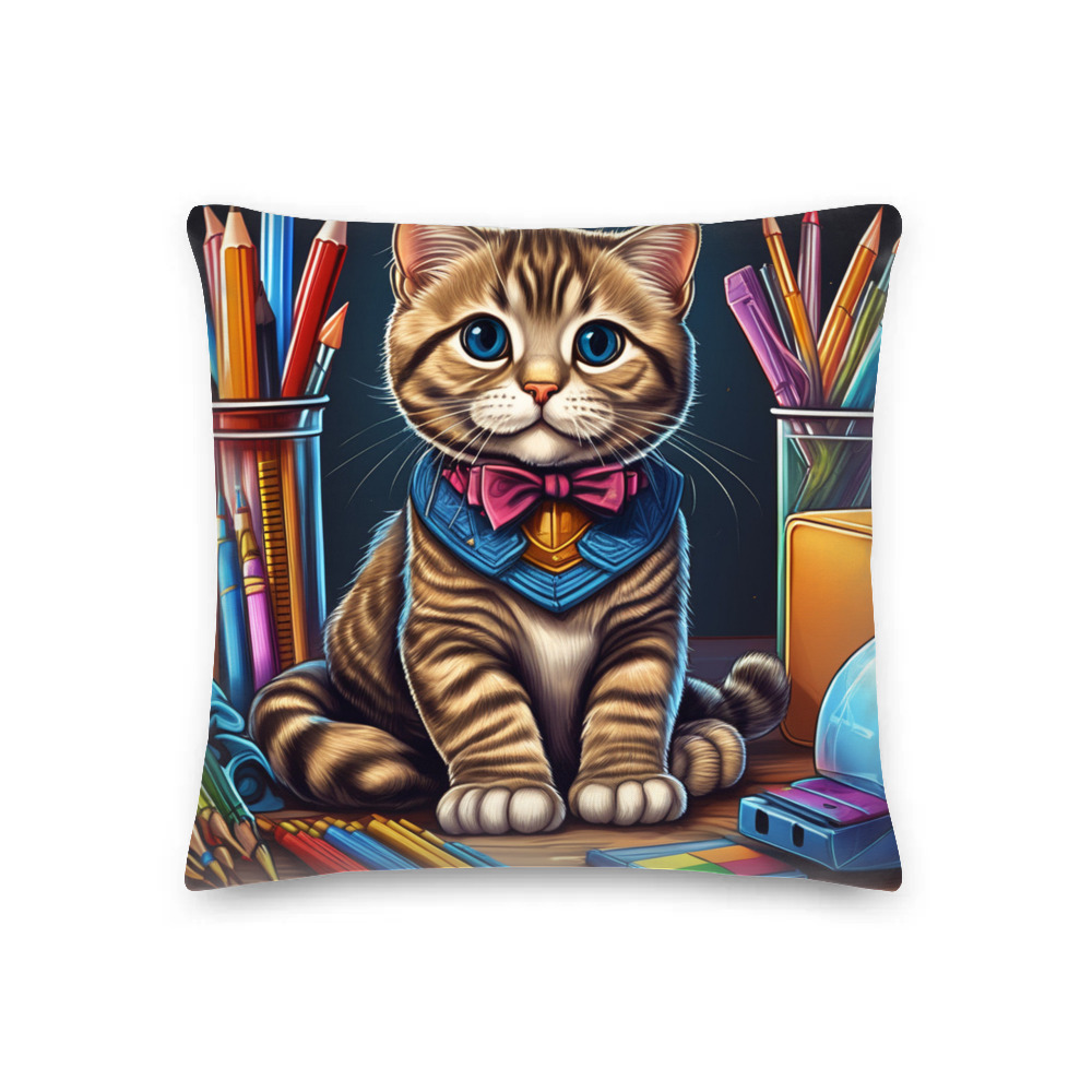 PugMug Custom Tabby Scottish Fold Cat Premium Pillow