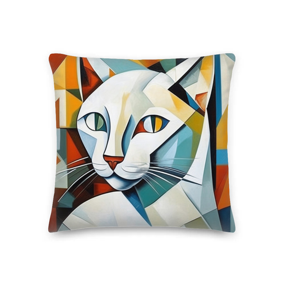 PugMug Custom White Companion Cat Premium Pillow