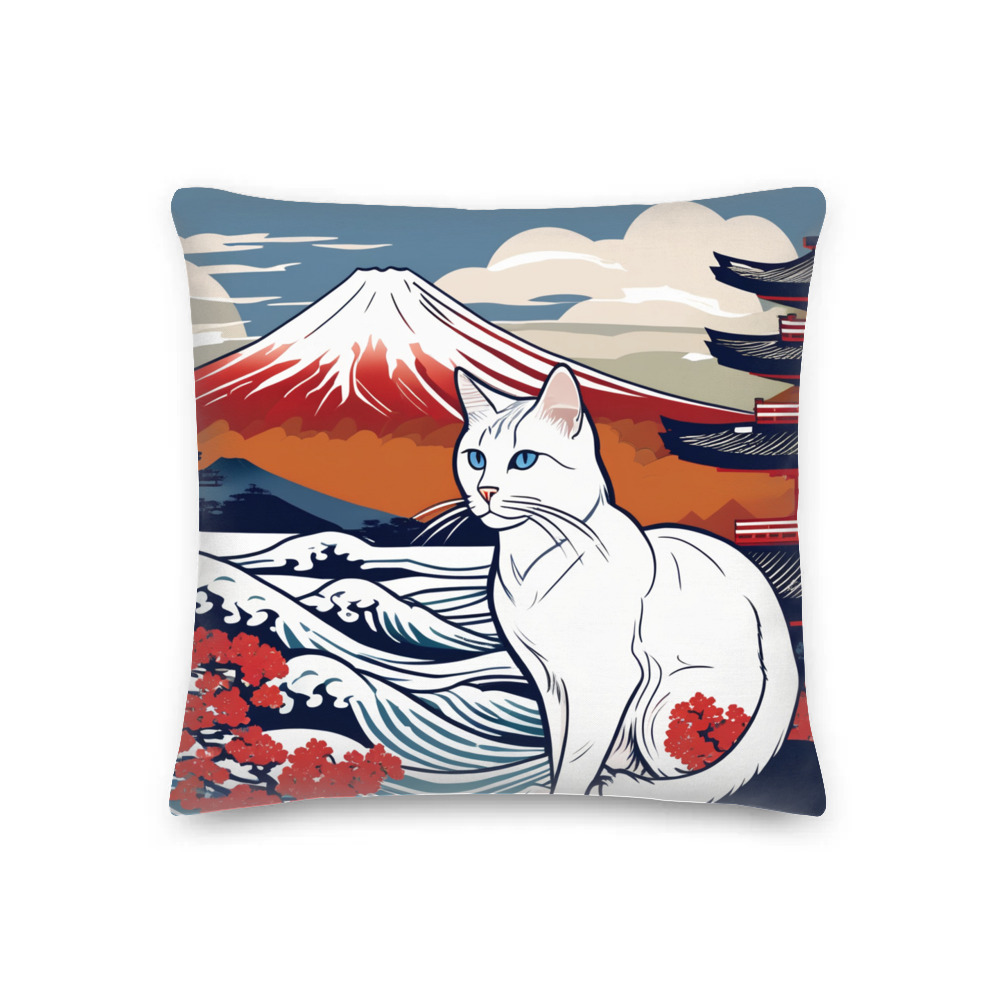 PugMug Custom White Companion Cat Premium Pillow