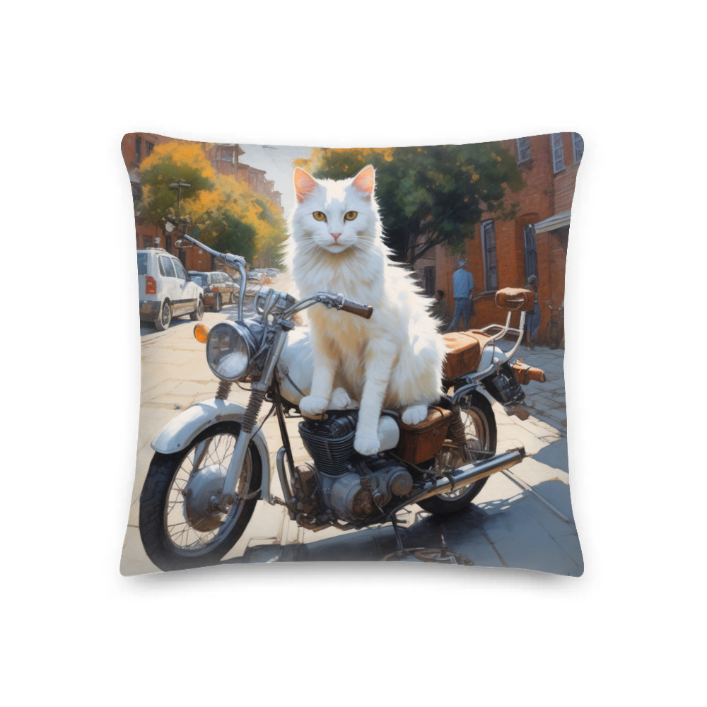 PugMug Custom White Companion Cat Premium Pillow