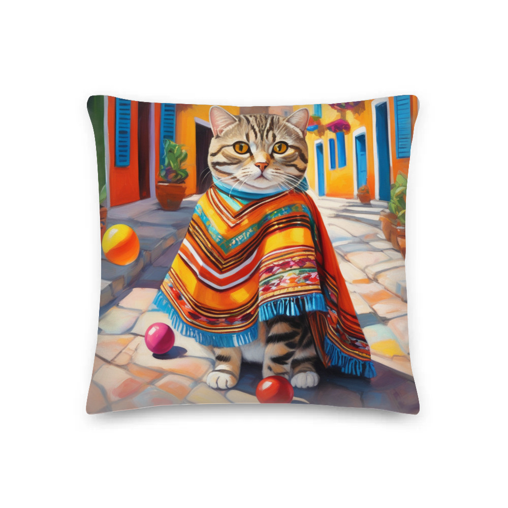 PugMug Custom Tabby Scottish Fold Cat Premium Pillow