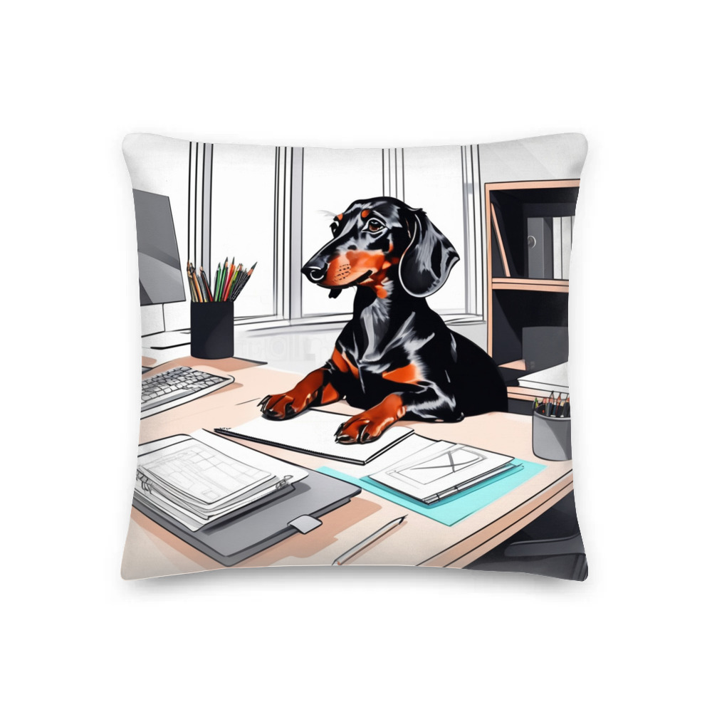 PugMug Custom Black Dachshund Premium Pillow