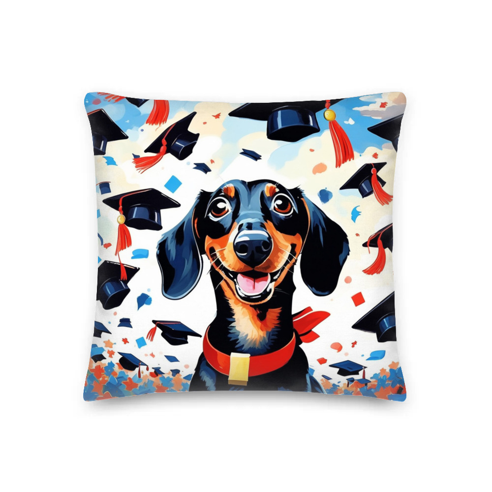 PugMug Custom Black Dachshund Premium Pillow