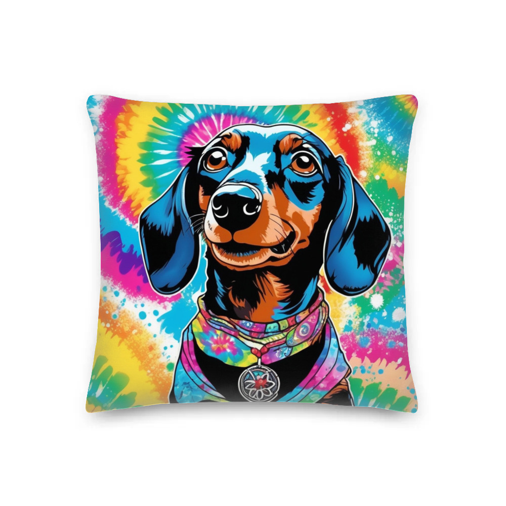 PugMug Custom Black Dachshund Premium Pillow