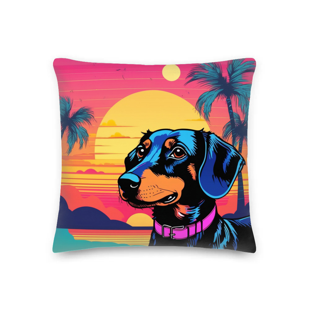 PugMug Custom Black Dachshund Premium Pillow
